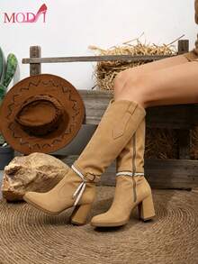 Women Mid-Calf Boots - Apricot - View 6