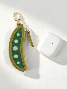 Cute Cartoon Pea Mushroom Carrot Shaped Coin Purse Pendant, Fun Mini Bag Charm, 1pc Green Orange Red PU Leather Keychain Storage Bag - Multicolor - View 10