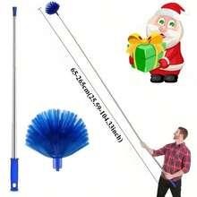 1pc Extendable Spider Web Duster With Medium Stiff Bristles, Retractable Stainless Steel Pole For Indoor & Outdoor Cleaning, No Battery Required, Ideal For Kitchen, Bedroom, Living Room, Bathroom, Duster For Home Cleaning - Blue - View 10