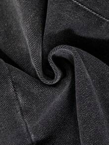Teen Girl Casual Versatile Daily Wear Denim Jeans With Pockets And Buttons - Black - View 8