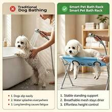 Foldable Pet Grooming Table, Quick-Dry Breathable 8-Hole Mesh Bathing Station, Non-Slip Frame, For Dogs And Cats, Multi-Function Showering, Nail Trimming, Blow-Drying, Pet Grooming Hammock, Professional Grooming Shop Use, Pet Hammock Window Perch - View 3