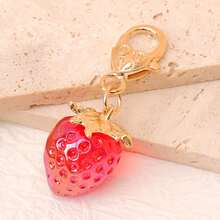 1pc/Multi-Pcs Women's Acrylic Electroplated Colorful Strawberry Pendant Keychain Bag Charm Accessory - Multicolor - View 6