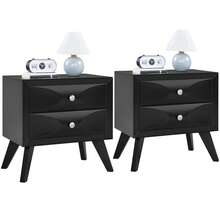 Pre-Assembled Nightstand Set Of 2, 2-Drawer Bedside Tables, Black Easy Setup: Add Legs & Knobs; Each Top Holds 44 Lb; Four 17"W Drawers Hold 11 Lb Each; 24.5" W Each; Fits Guest Rooms - Black - View 9