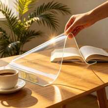PVC 0.25mm Thick Transparent Tablecloth, Transparent Tablecloth Table Mat Protective Film, Scratch-Resistant And Heat-Resistant Tablecloth, Table Surface Protective Film, Tabletop Protector, Suitable For Home, Hotel, Dining Tablecloth, Coffee Table - White - View 5