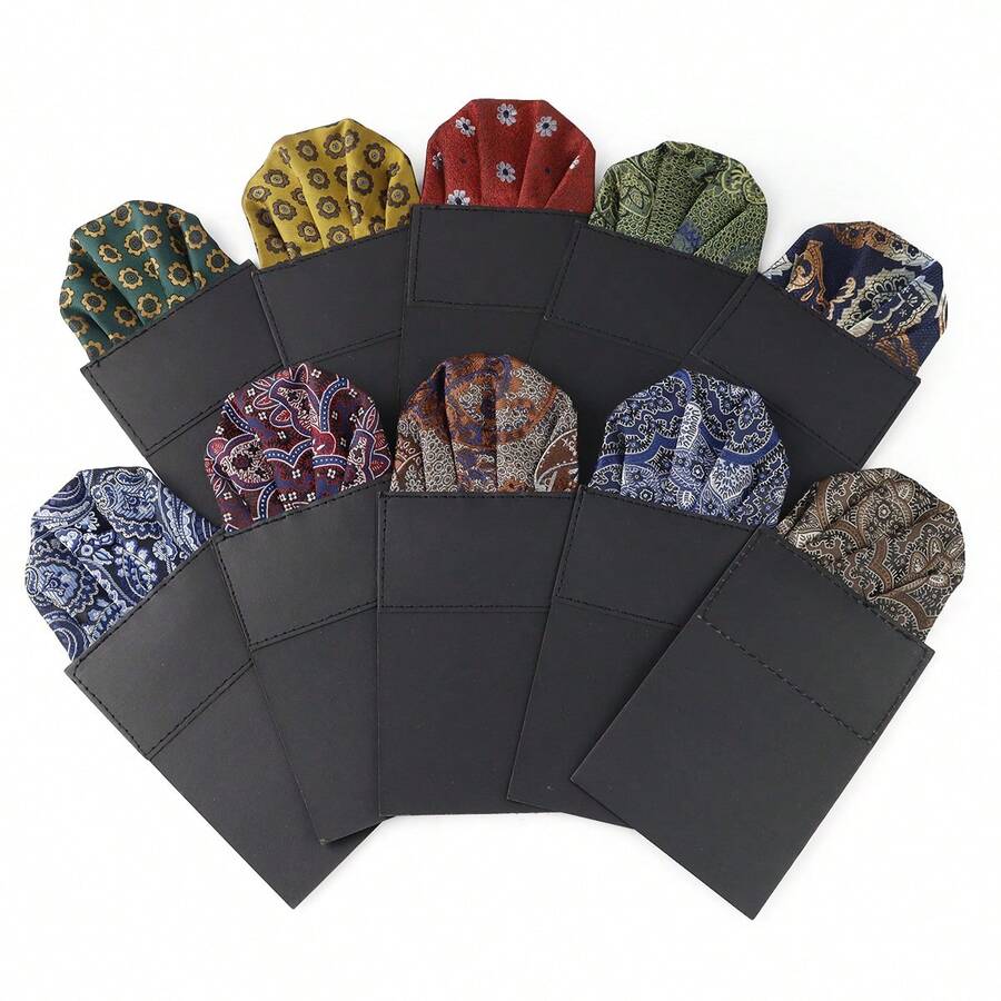 ZONFAZ 1 Buah Sapu Tangan Saku Pria Motif Paisley dengan Sisipan Lurus (Versi Tebal), Sapu Tangan Saku Longgar untuk Pengantin Pria, Pengiring Pengantin, dan MC Jas Tuxedo - MultiWarna - View 1