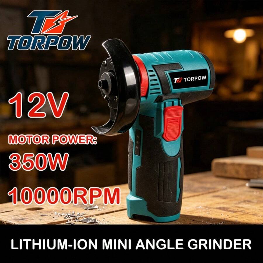 TORPOW 12V Cordless Mini Angle Grinder,76mm Grinding Wheel,10000RPM, Multi‑Options: Tool‑Only / With Battery Kit, Cutting Polishing Sanding Rust Removal Power Tool - Blue - View 1