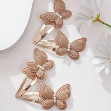 4pcs Butterfly Casual Cute Elegant Polyester Fiber Hair Clips All Seasons - Multicolor - View 8