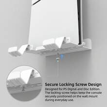 Metal Wall Mount Bracket Compatible With P5 Slim, Pro And Standard Edition Game Consoles, With Ventilated Base, 2 Detachable Controller Holders And Headphone Hook, Space-Saving Game Console Storage Rack, Includes Installation Screw Set - View 4
