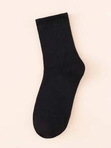 1/3/5/10/15/20 Pairs Women's Solid Color Minimalist Comfortable Breathable Mid-Calf Socks - Black - View 6