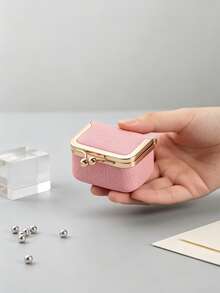 CHARM INFINITE Multi-Color Cute Kiss Clasp Mini Jewelry Box, Faux Leather Portable Travel Jewelry Organizer, Storage For Earrings, Rings, Necklaces, Pocket-Sized Compact Jewelry Storage Bag, Women's Holiday Birthday Small Gift - Multicolor - View 3