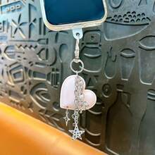 1pc Creative Love Pentagram Keychain Phone Chain Tassel Earphone Bag Small Pendant Suitable For Girls Gift Hanging Decoration,Key Rings - Multicolor - View 4
