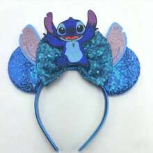 Hasbro Stitch Cartoon Party Headband, Mickey Mouse Sequin Ears Bow Hair Accessory, Amusement Park Decoration - Multi-color - View 5