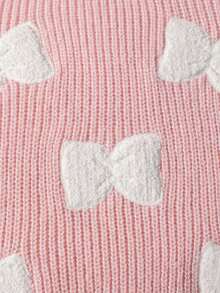 Girls Cute Solid Color Bow Embroidery Long Sleeve Crew Neck Knit Pullover Sweater, Suitable For Casual Daily Wear In Spring, Autumn And Winter - Pink - View 7