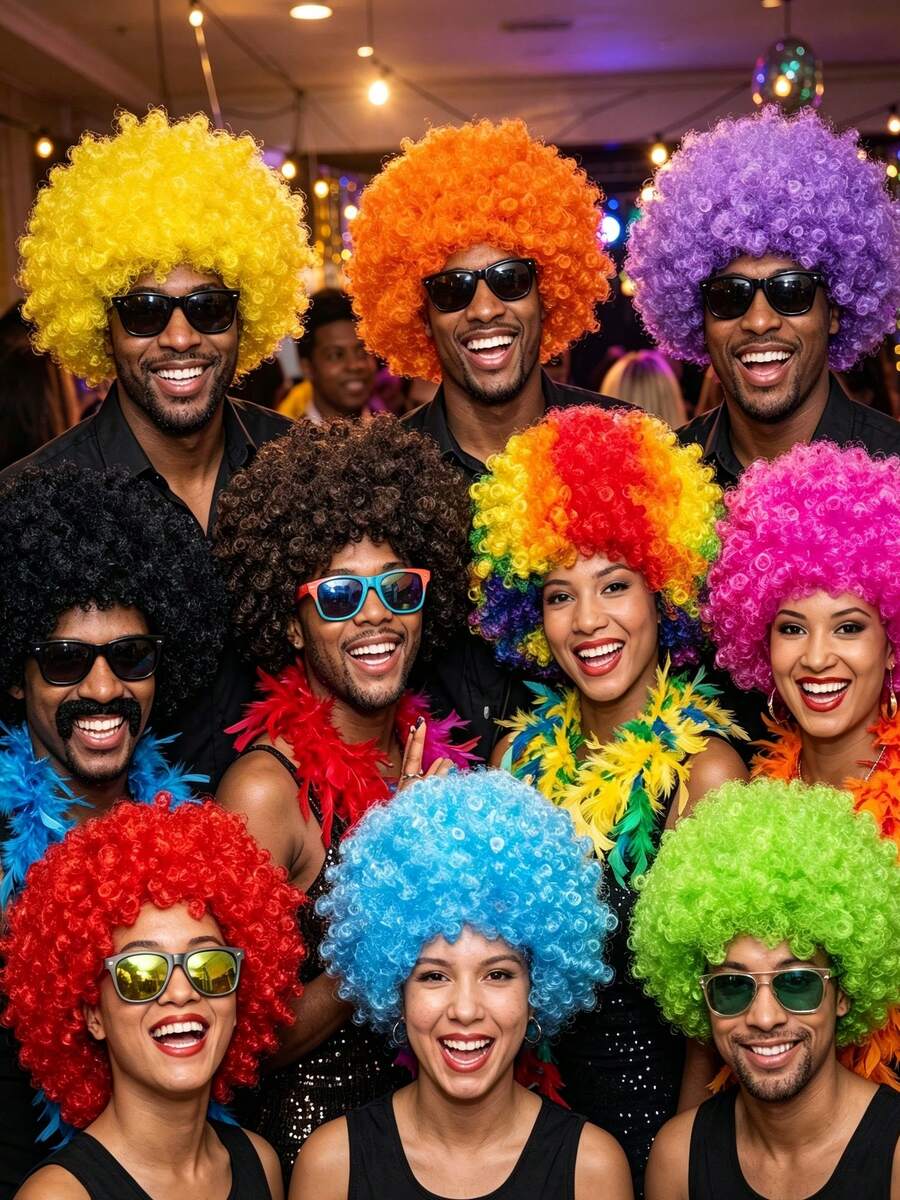 Colorful Fluffy Explosion Head Synthetic Wigs For Party, Holiday, Costume, Masquerade Ball, Direct Factory (Glasses Not Included), Halloween
