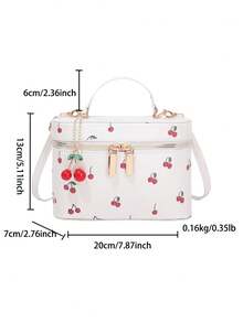 This Stylish And Sweet Cherry-Patterned Tote Bag Is An Ideal Gift For Teenagers, Suitable For Outdoor Activities, Playtime, Or Commuting. - Multicolor - View 7