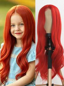 Children's Colorful U-Shaped Lace Long Curly Wig, Natural Texture Synthetic Hair, Daily Role Play, Heat Resistant - Multicolor - View 11