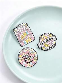 Disco Ball Enamel Pins, Funny Slogan Brooch Set, Retro Colorful Text Badges For Jackets Backpacks Decor Accessories - Multicolor - View 8