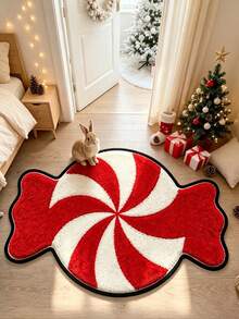 1pc Red Christmas Candy Doormat, Doormat, Small Rug, Welcome Mat, Carpet, Floor Mat, Outdoor Doormat, Kitchen Rug, Home Decor, Front Door Mat, Area Rug, Outdoor Mat, Home Decor, Area Carpet - Multicolor - View 4