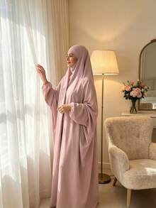 1pc Hijab Khimar Loose Long Robe Design High Privacy Premium Quality Muslim Women Prayer Headscarf Islamic Clothing - Multicolor - View 2