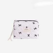 Black Bow Print Quilted Makeup Bag Set, Multi‑Size Zipper Cosmetic Pouch, Portable Travel Toiletry Storage Organizer Bags For Women Daily Use - Multicolor - View 14