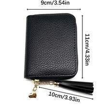 Women's Solid Black Short Wallet Card Holder Coin Purse Cute Girly Style Student Portable Small Purse - Black - View 7