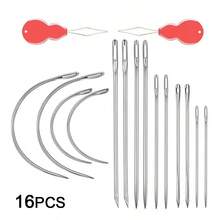 14/16pcs Wig Making Needle Set, C-Shaped Curved Needles & Large Eye Straight Sewing Needles, Suitable For Wigs, Hair Curtains, Lace Wigs Making And DIY Crafts - View 9