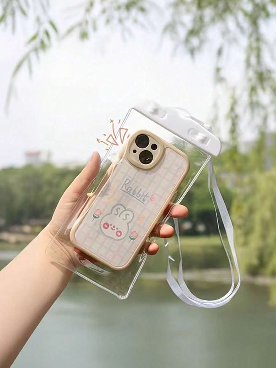 1pc Waterproof Phone Pouch, PVC Transparent Sealable Touchscreen, Full View Full Coverage Style Portable Swimming/Surfing Phone Case, Multicolor - Multicolor - View 1