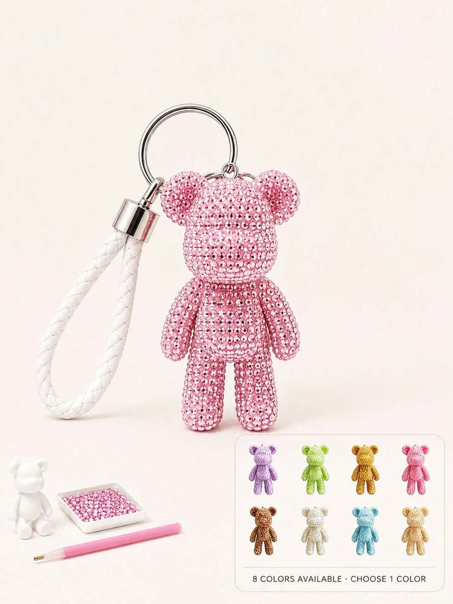 1pc Creative Bear Pendant Accessory, DIY Handmade, Multiple Colors Available, Can Be Used For Decorating Bags, Phone Chains, Various Keychains, Reusable, Suitable As Christmas Gift, Valentine's Day Souvenir Etc. - Multiple Styles - View 1