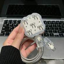 Nơ bạc tương thích với ốp bảo vệ sạc Apple 17/16, cáp dữ liệu 40W tương thích với iPhone 15/14/13 - 40 Bướm bạc - Xem 2