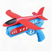 1pc-Ejection Foam Airplane Toy Gun 2-In-1 Launcher Foam Glider Outdoor Play Fun One-Click Launch Interactive Flight Prop - Multicolor - View 7