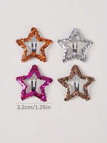 50/20/10pcs Girls Multicolor Cute Five-Point Star Hair Clips BB Clips Hair Accessories Head Clips Back-Of-Head Clips Side Clips Alligator Hair Clips For Daily Use - Multicolor - View 7