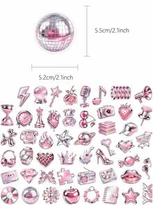 50-Piece Set Of Metallic Pink Y2K Stickers: Unique And Creative Decals For Suitcases, Laptops, Scrapbooks, Diaries, Skateboards, Guitars, Helmets, And Phone Cases - 50pcs - View 10