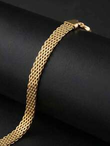 1pc Luxury Gold Bracelet, Waterproof, Sweat-Resistant, Non-Fading, Suitable For Party, Daily Wear, Holiday, Birthday Occasions, Also Can Be Given As A Gift To Boyfriend/Girlfriend And Family Members, Elegant Gift For Her/Him On Valentine's Day, Unisex Holiday Gift - Gold - View 4