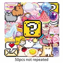 Pixel Art Transparent Stickers Cartoon PET Cute Creative Cross-Border Waterproof Decorative DIY Phone Computer Stickers - Multicolor - View 6