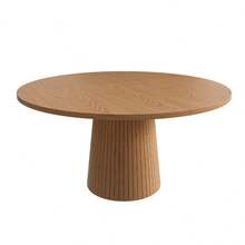 MDF Tabletop Kitchen Table / Round Kitchen Table 110 Cm Country Style / With Metal Inner Frame / Modular Design / Easy Assembly / For Kitchen And Dining Room - Oak - View 8