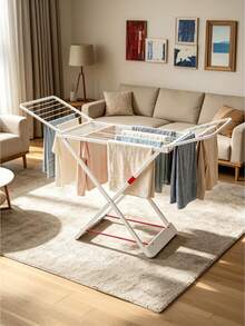Foldable Clothes Drying Rack, Large Capacity Stable Anti‑Slip Laundry Drying Stand With Side Wings, Space‑Saving Collapsible Design For Indoor Living Room Balcony Apartment, For Home Dorm Renters Family Daily Laundry Air‑Drying Use - Multicolor - View 3