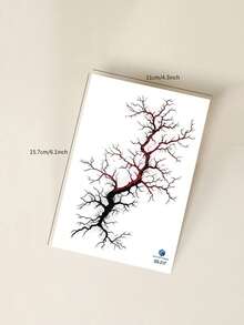 STARTTOOS 1pc Black & Red Gradient Tattoo Sticker, Realistic Blood Vessel, Withered Tree, Lightning Crack Pattern, Suitable For Halloween Makeup, Face, Shoulder, Neck, Temporary Tattoo Sticker - Multicolor - View 8