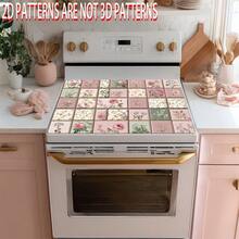 1pc Pink Floral Print Stove Top Protector Mat, Dining Table Placemat, Bar Countertop Waterproof Mat, Drying Mat, Drainage Mat, Coffee Machine Mat, Washing Machine Top Protector Mat, Extra Large Draining Mat, Mouse Pad, Coffee Cup | Tableware Draining, Absorbent Quick-Drying Draining, Waterproof Oil-Resistant, Washable And Reusable, Suitable For Kitchen | Cafe, Tea Cup, Coffee Cup, Coffee Machine Accessories, Home Decor For Coffee Lovers, Rental Home Renovation, Perfect As Housewarming Gift, Halloween Gift, Christmas Gift - Multicolor - View 7