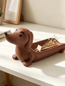 Dachshund Shaped Decorative Tray, Desktop Ornament, Home Decor, Key Holder, Makeup Brush Organizer, Bathroom Water Filter Decor, Stationery Storage Tray - Multicolor - View 1