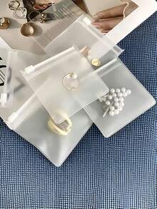 10pcs Self-Sealing EVA Zipper Bags - Jewelry Storage Bags, Suitable For Earrings, Rings And Accessories, Anti-Oxidation Reusable Sealed Packaging, Transparent Small Sealed Bags, Prevent Oxidation, Great Helper For Home, Travel And Gifting - White - View 3