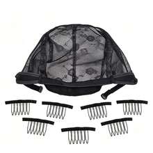 Elastic Stretch Wig Net Cap Black 8pcs Set, Wig Net Cap Hair Bag Net, Elastic Wig, Halloween - View 10