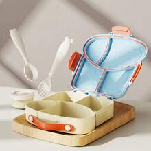Compartment Bento Box & Water Cup Set, Large Capacity, With Sauce Container, PP Material, Microwave And Dishwasher , Suitable For Office Lunch/Student Use, Back To School Supplies - Pink - View 11