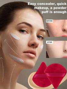 Triangular Velvet Powder Puff 5/10/20/30/50/100 Pieces, Made Of Ultra-Soft Velvet Material, Specially Designed For Contouring, Eyes And Corners, Suitable For All Skin Types. - Multicolor - View 2