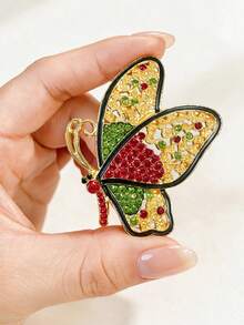 1pc Fashion Metal Insect 3D Butterfly Rhinestone Brooch Lapel Pin Decorative Multi-Purpose Pin For Women - Multicolor - View 7