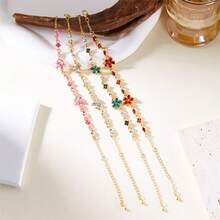 1pc Stainless Steel Plated Floral Rhinestone Pendant Bracelet, Luxury Women's Accessory Suitable For Party, Date, Work - Star - View 6