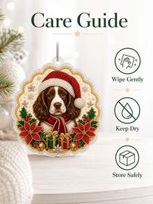 1pc Personalized Custom Pet Photo Christmas Ornament, DIY Pearl Diamond Painting Style Christmas Pendant, Custom Dog Cat Photo Christmas Tree Decoration, Pet Lover Holiday Memorial Gift - Multicolor - View 7