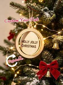 1pc Customized Rotating Tag,Personalized Your Name Christmas Ornament, Custom Christmas Tree Decor, Wood Xmas Decor,Christmas Bauble,Gift Tags,Your Logo,Creative Gift,Perfect For Birthday,Christmas,And Special Occasions ﻿ - Multicolor - View 1