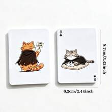 1 Set Cat Illustration Playing Cards Board Game, 54 Cards With Cat Patterns, Suitable As Gift For Cat Lovers - Multicolor - View 2