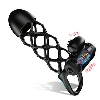 Rechargeable Penis Sleeve Silicone Cock Sleeves Flexible Cock Ring Enhancement Adult Sex Toys For Men