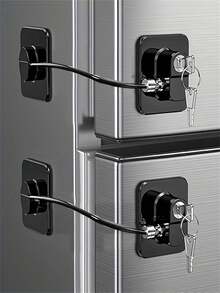 1/3pcs Multifunctional Refrigerator Lock With Key, Easy Installation, Suitable For Kitchen Refrigerator, Cabinet, Drawer, Wardrobe, Window, Refrigerator Lock Set, Home Security Lock - Multicolor - View 1